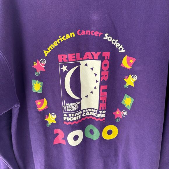 Vintage Y2K Relay For Life Cancer Purple Sweatshirt Size XL - Picture 2 of 6